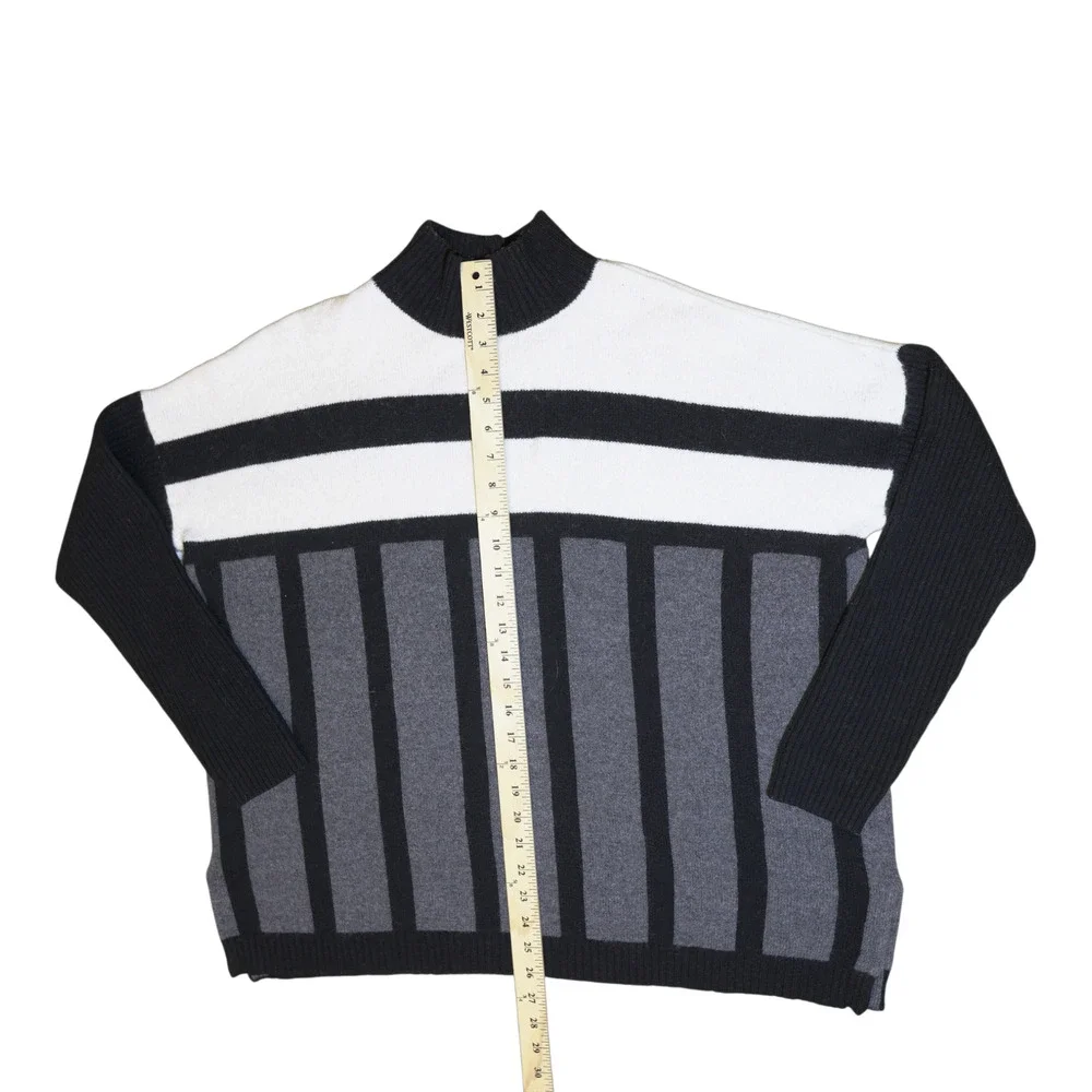 BCBGMAXAZRIA Women's Sweater Sz M (Fits L & XL) Striped Mock-Neck Lagenlook GUC - Picture 11 of 14